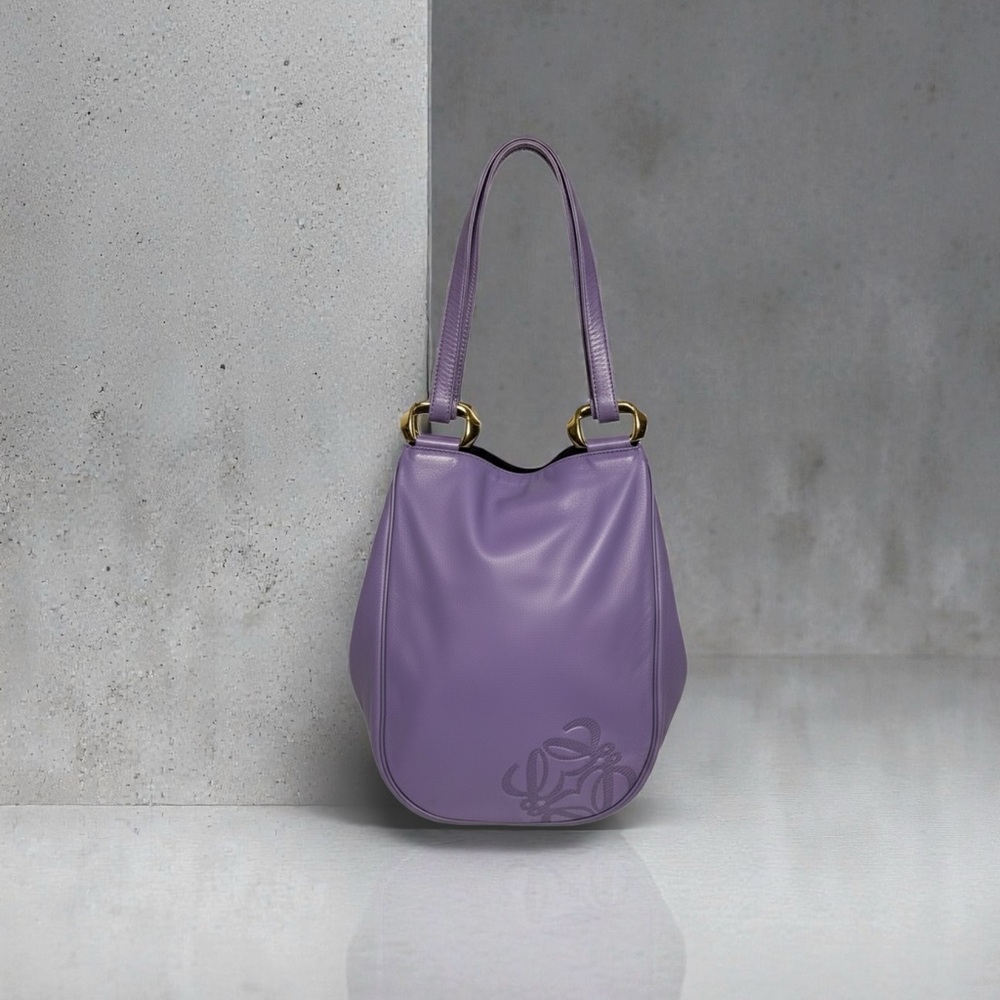 Loewe Purple Leather Anagram Hobo | Buttery Soft | Gold Hardware Dust Bag